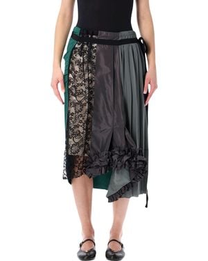Prada Technical Taffeta Patchwork Skirt - Black