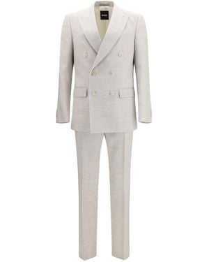 BOSS Suit Linen And Mohair - Gray