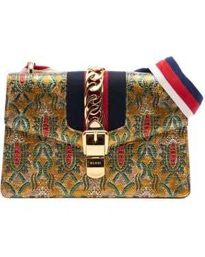 Gucci Small Canvas Brocade Web Sylvie Satchel - Metallic