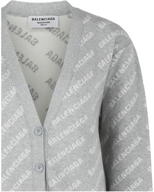 Balenciaga Allover Logo Cardigan - Gray