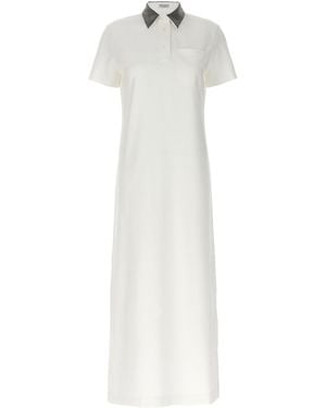 Brunello Cucinelli Off Polo Collar Dress - White