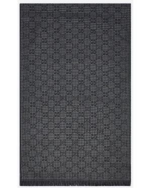 Gucci Wool And Silk Shawl With Gg Motif - Gray