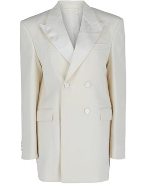 Givenchy Double-Breasted Satin Trimmed Jacket - Gray