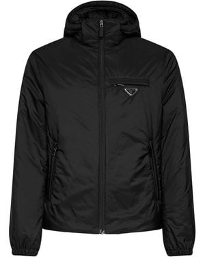 Prada Hooded Down Jacket Re-Nylon - Black