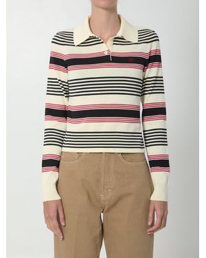 Celine Striped Cotton Polo Shirt - Black