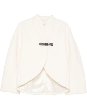 forte_forte Wool Blend Cropped Coat - Natural