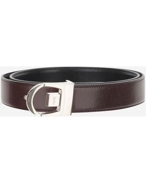 Saint Laurent Smooth Leather Reversible Belt - Black