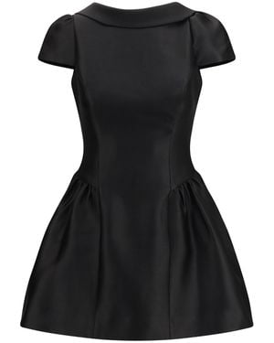 Self-Portrait Dress Short Taffeta With Collar - Black