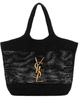 Saint Laurent Shoulder Bag Rafia - Black