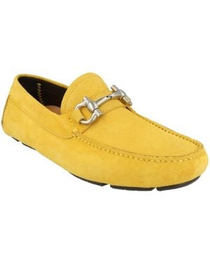 Ferragamo Parigi Eco Suede Drivers - Yellow