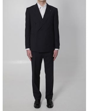 Tagliatore Super 110S Virgin Wool Double-Breasted Suit - Black