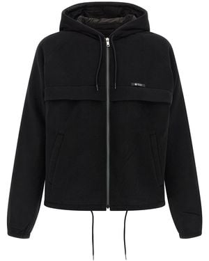 Prada Pile Tec Hooded Jacket - Black