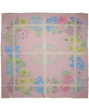 Gucci Printed Silk Twill Scarf - Gray