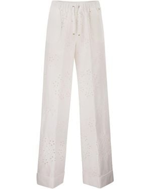 Herno Pants With Broderie Anglaise Detailing - White