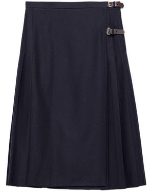 Prada Re-Wool Midi Skirt - Blue
