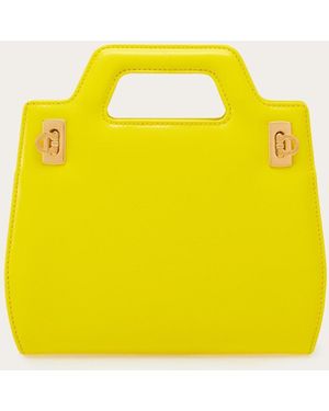 Ferragamo Mini Wanda Top Handle Leather Hand Bag — Light - Yellow