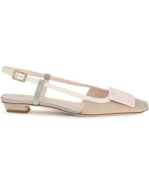 Roger Vivier Slingback Suede Ballerinas Belle Vivier - White