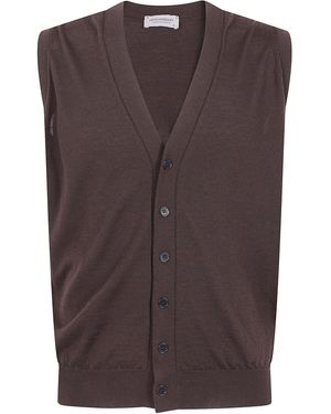 John Smedley "Bolton" Fashion Vee Waistcoat - Brown