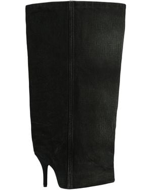 Balenciaga Denim Wader Over-The-Knee Boots - Black