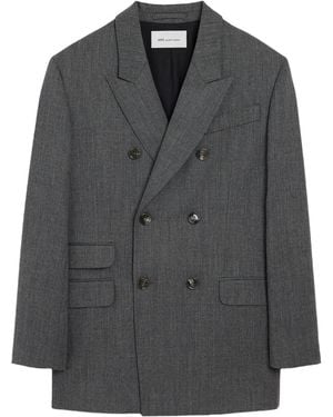 Ami Paris Double Breasted Wool Blazer - Gray