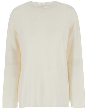 Allude Cashmere Relaxed Crewneck Sweater - White