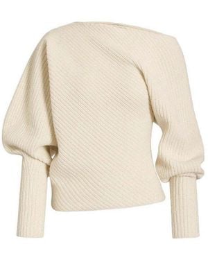 Alberta Ferretti Wide Boat-Neck Sweater - Natural