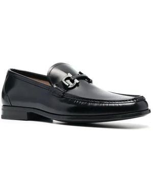 Ferragamo Gancini Leather Loafers - Black