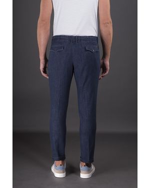 Moorer Dark Cotton Pants - Blue