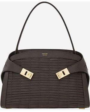 Ferragamo Shoulder Bag Hug Soft Leather - Black