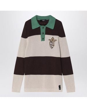 Fendi Knitted Cotton Polo Shirt - Black