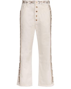 Rabanne Rhinestone-Embellished Cropped Flare Jeans - White