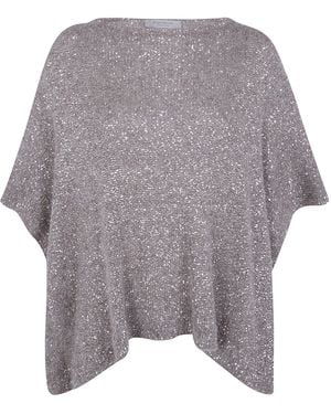 D.exterior Soft Alpaca Crystals Cape - Gray