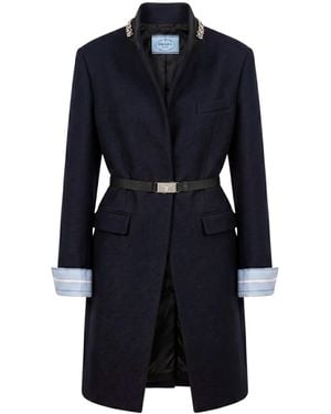 Prada Coat With Jewel Embroidery - Blue