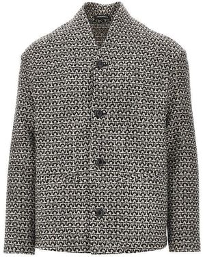 Emporio Armani Multicolored Wool Jacket - Gray