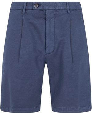 Michael Coal Cotton & Linen Bermuda Pants - Blue