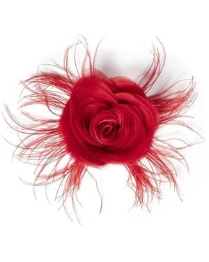 ROOM76 3D Georgette Rose Brooch - Red