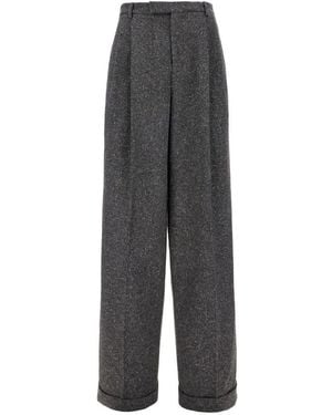 Valentino Tailored Wool And Silk-Blend Pants - Gray
