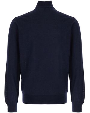 Plain Turtleneck Sweater - Blue