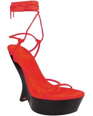 Ferragamo Frida Platform Wedge Sandals - Red