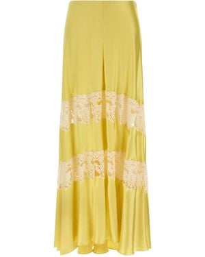 Alberta Ferretti Lace Insert Skirt Skirts - Yellow