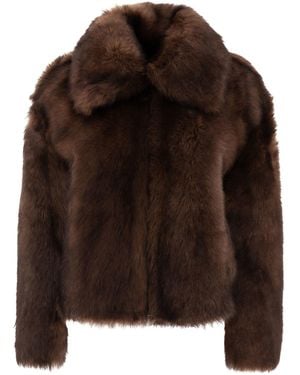 B&amp;W Shearling Coat - Brown