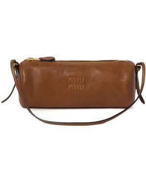 Miu Miu Rovere Leather Pouch - Brown