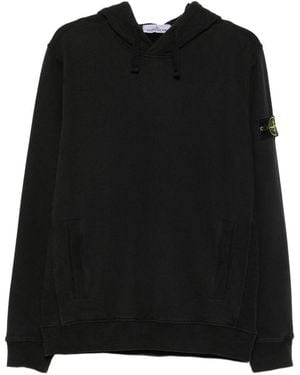Stone Island Drawstring Hood Ribbed Hem - Black
