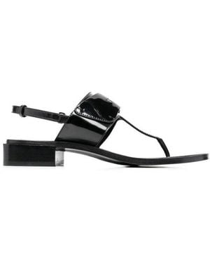 Ferragamo Logo-Plaque Detail Thong Sandals - Black