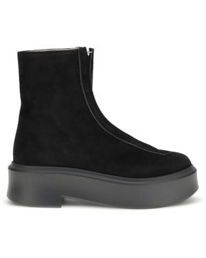 The Row Leather Boots Calf - Black
