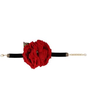 Dolce & Gabbana Rose Appliqué Choker - Red