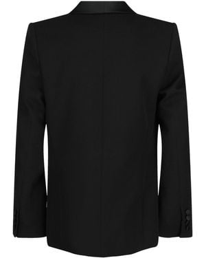 Valentino Vlogo Contrast Trim Double-Breasted Blazer - Black