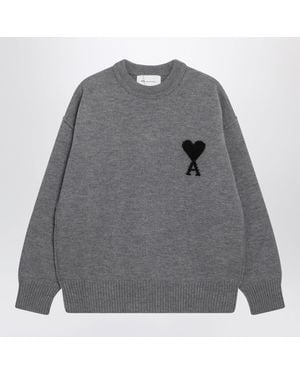 Ami Paris Ami De Coeur Sweater - Gray
