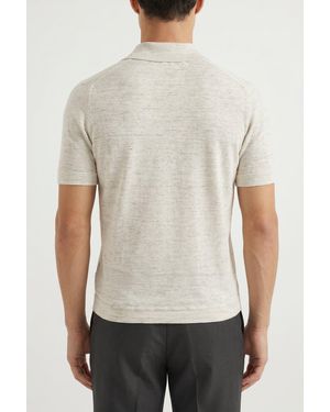 Brunello Cucinelli Light Linen Blend Polo - Natural