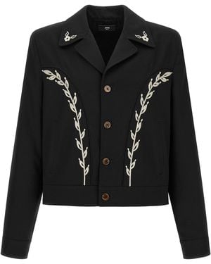 Amiri Western Jacket With Embroideries - Black